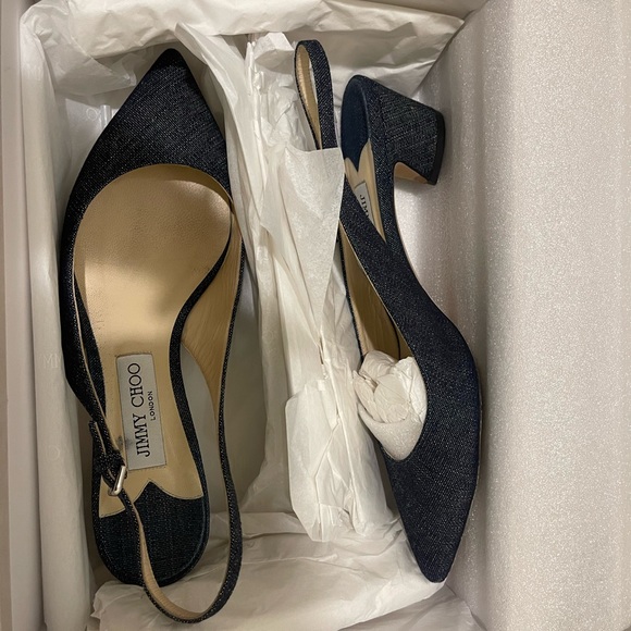 Jimmy Choo deep denim low heeled sling back size 39 - Picture 7 of 9